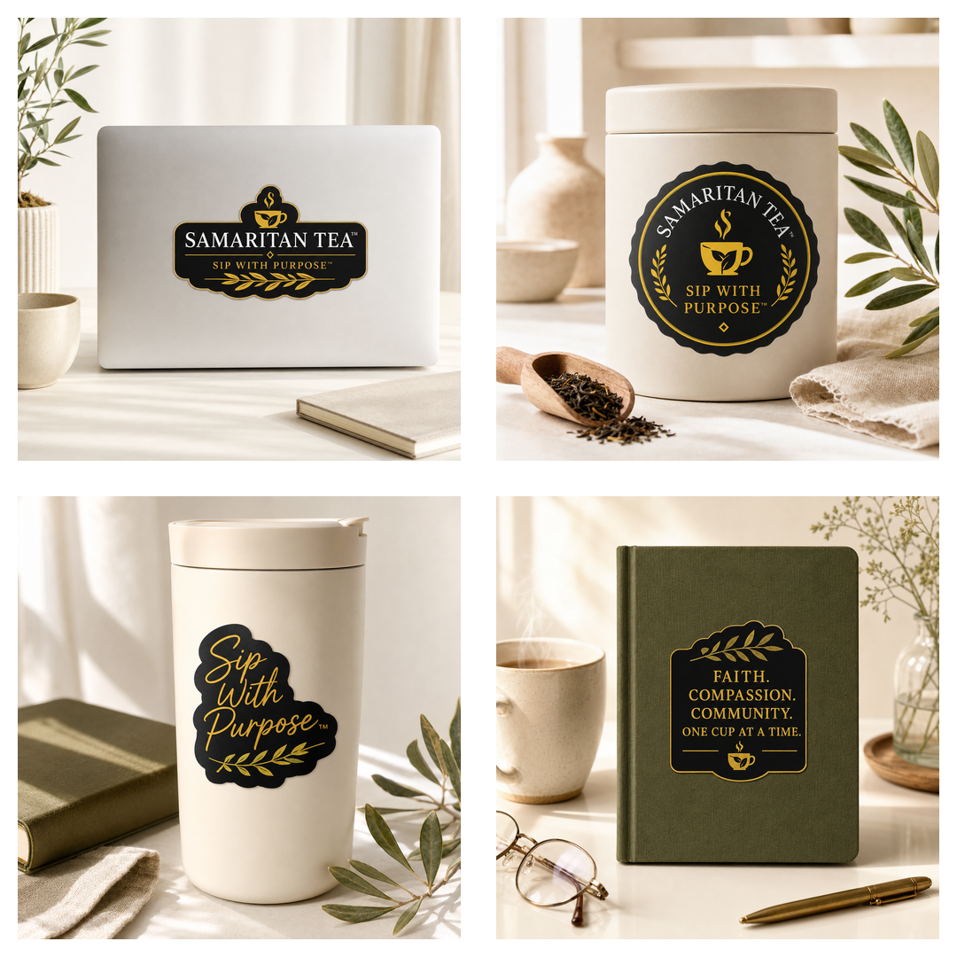Samaritan Tea Heritage sticker designs